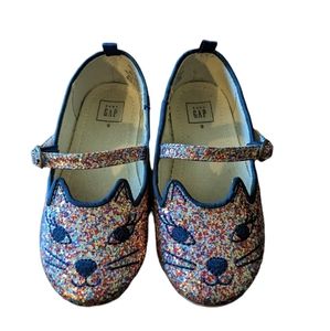 Size 9 Toddler Girl Baby Gap Girls Pink Sparkle Kitten Mary Janes Shoes